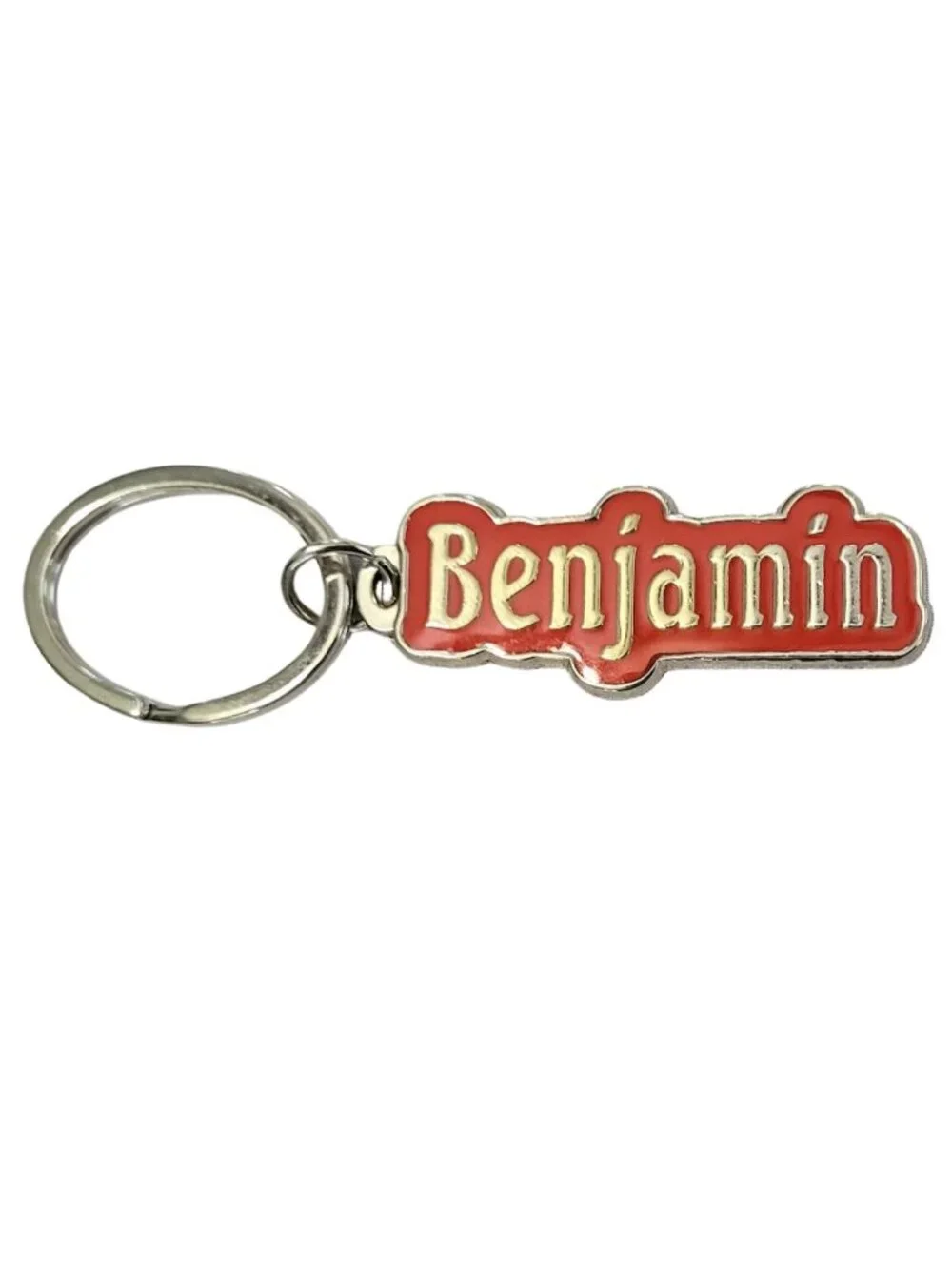 SWIBCO NW0T Red & Silver Galaxy Keychain Silver Metal Personalized Name BENJAMIN